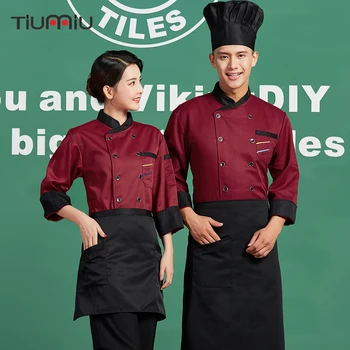 

Men Women Catering Working Uniforms Long Sleeve Restaurant Hotel Waiter Chef Cuisine Kitchen Cooking Jackets Overalls Clothing