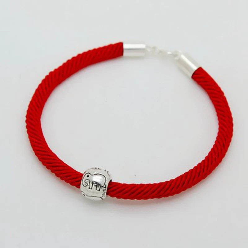 

La MaxZa 925 Sterling Silver Bead Elephant Classic Red Rope Bracelets Thick Red Line Thread String Jewelry Bracelets For Women