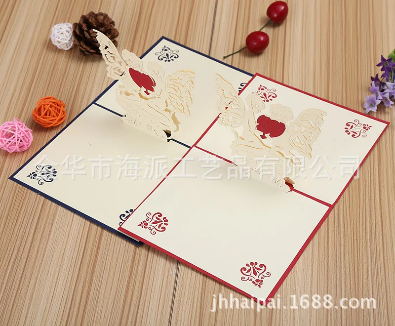  Factory direct angel heart 3D stereo creative valentine wedding invitation card - 32699588749