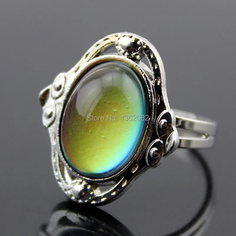 

Gypsy Style Color Changing Emotion Feeling Changeable Oval Imitation Gemstone Mood Ring Opening Temperature Bands Gift MR73
