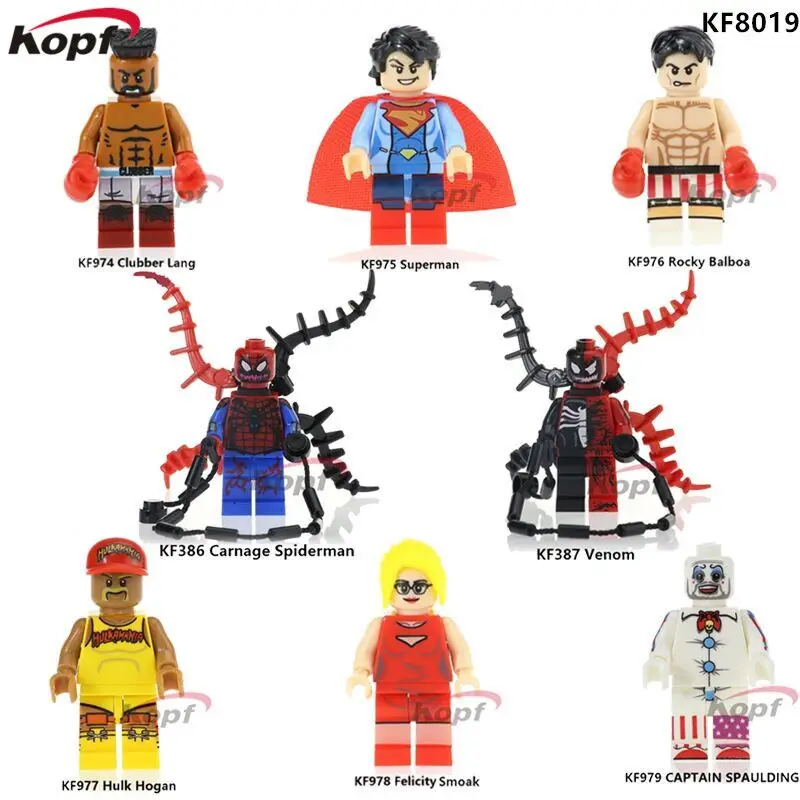 KF8019 The Wold's Photos of Boxing Rocky Balboa Venom Carnage Spiderman Clubber Lang Building Blocks Bricks Children Gift Toys KF8019 The Wold's Photos of Boxing Rocky Balboa Venom Carnage Spiderman Clubber Lang Building Blocks Bricks Children Gift Toys