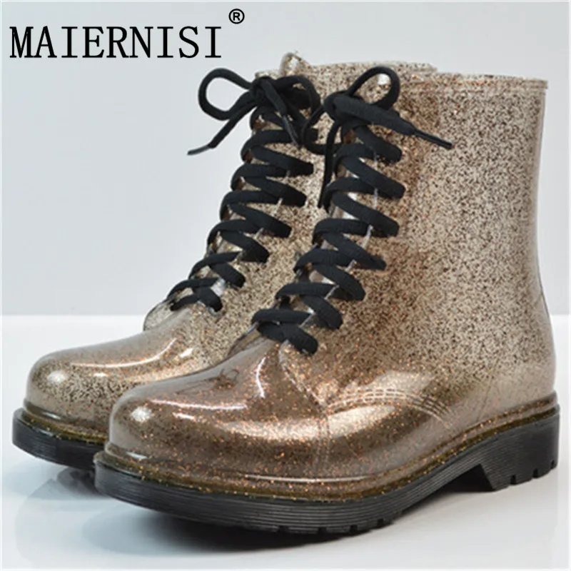 

Women Rain Boots Transparent Waterproof Colorful Spring Autumn Shoes Rain Boot Woman Leopard Print Ankle Boots Large size 36-40