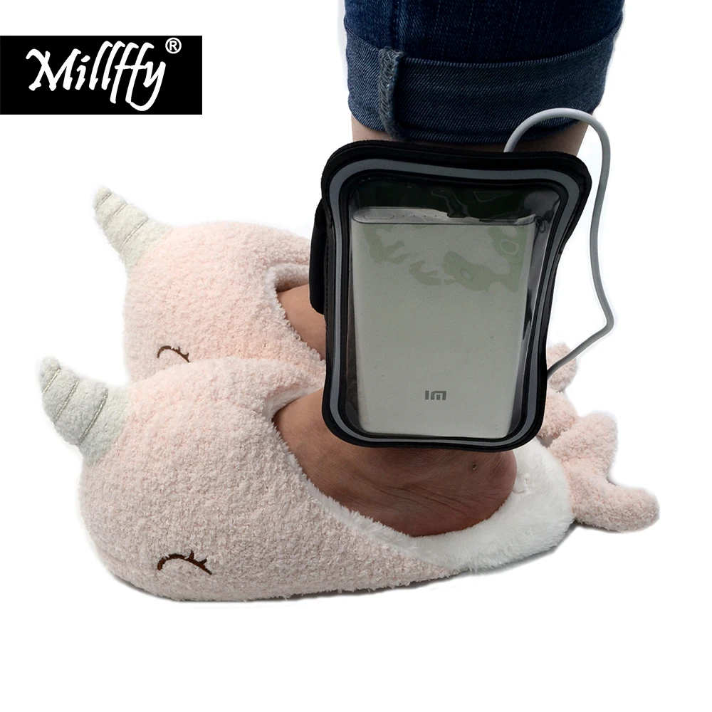 

Millffy adorable narwhal super soft cotton slipper fish plush slippers USB Electric Heating warm winter lady unicorn slippers
