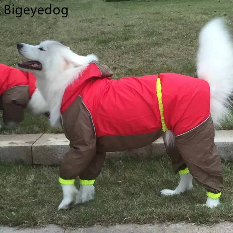 Bigeyedog дождевик для больших собак Одежда для больших собак водонепроницаемая одежда Французский бульдог, золотистый ретривер Лабрадор Хаски питбуль