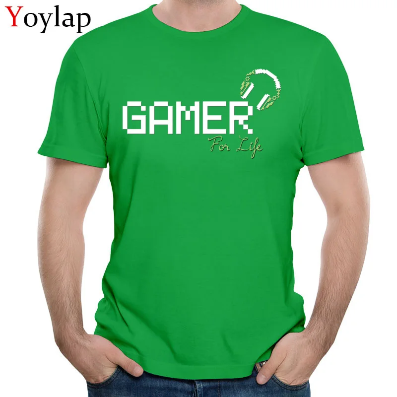  Summer T-Shirt Newest Crew Neck Gamer For Life 100% Cotton Men Tops Shirt Personalized Short Sleeve Tee-Shirts green