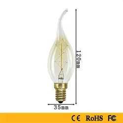 10 шт Винтаж Edison ЛАМПЫ E14 AC110V/220 V Ретро лампа 40 W Ампула старинная лампочка Edison лампы накаливания нити