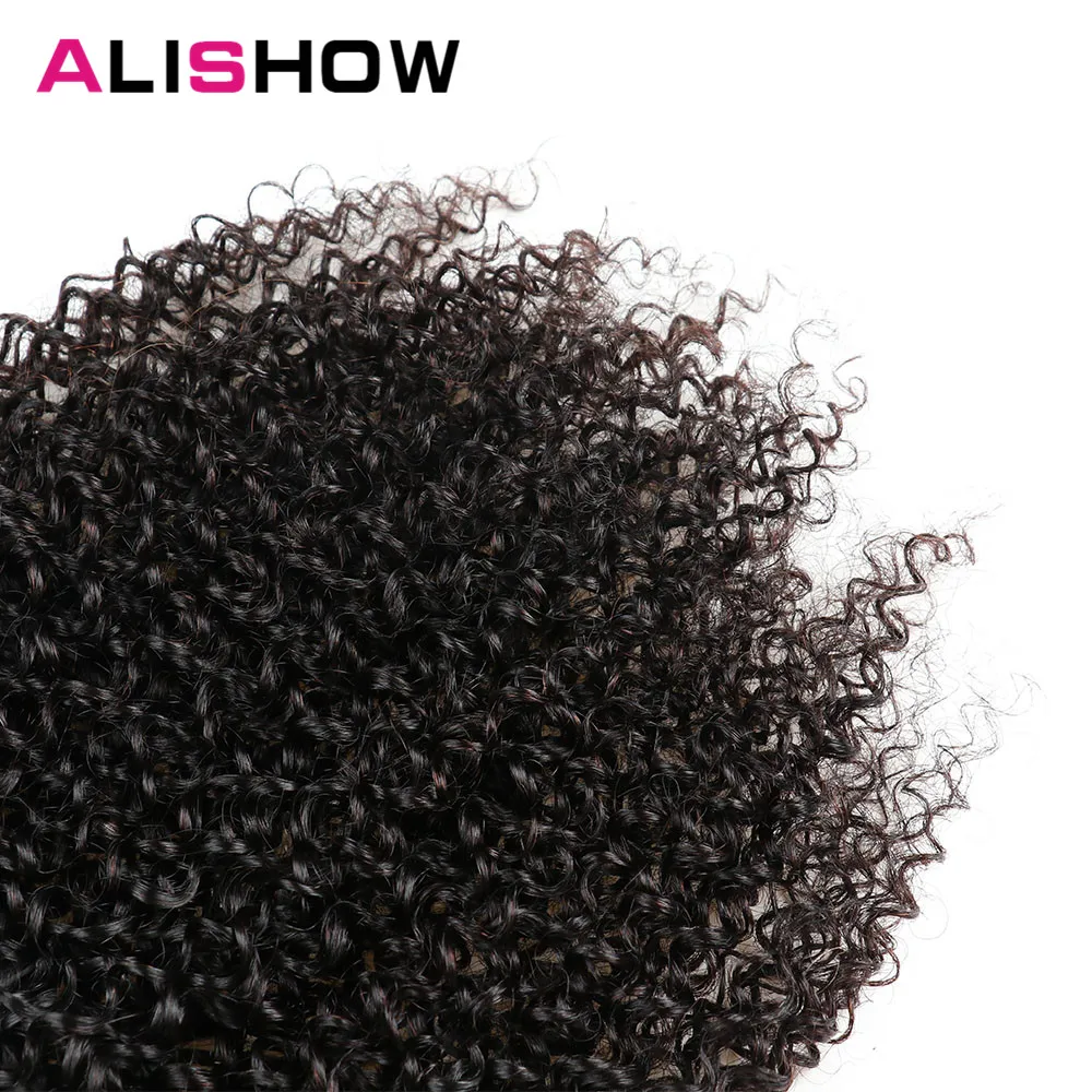 Alishow Indian Afro Kinky Curly Weave Remy Hair Clip In Human Hair Extensions Natural Color Full Head 7Pcs/Set 120G Ship Free