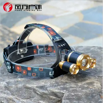 

Super bright LED headlamp 3xT6 led headlight 1500 lumens fishing lamp 4 lighting modes camping light use 18650 battery