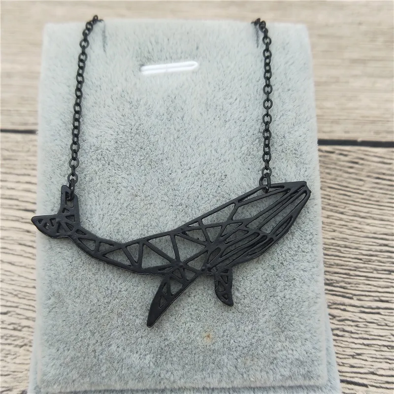 

New Origami Whale Necklace Trendy Style Origami Whale Pendant Necklace Women Fashion Ocean Jewellery Geometric Jewellery