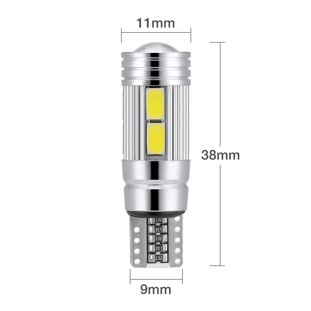T10 10 SMD 5630 LED Projector Lens Auto Clearance Lights W5W 501 10SMD 5730 LED Car Marker Lamp Parking Bulb Canbus Error Free