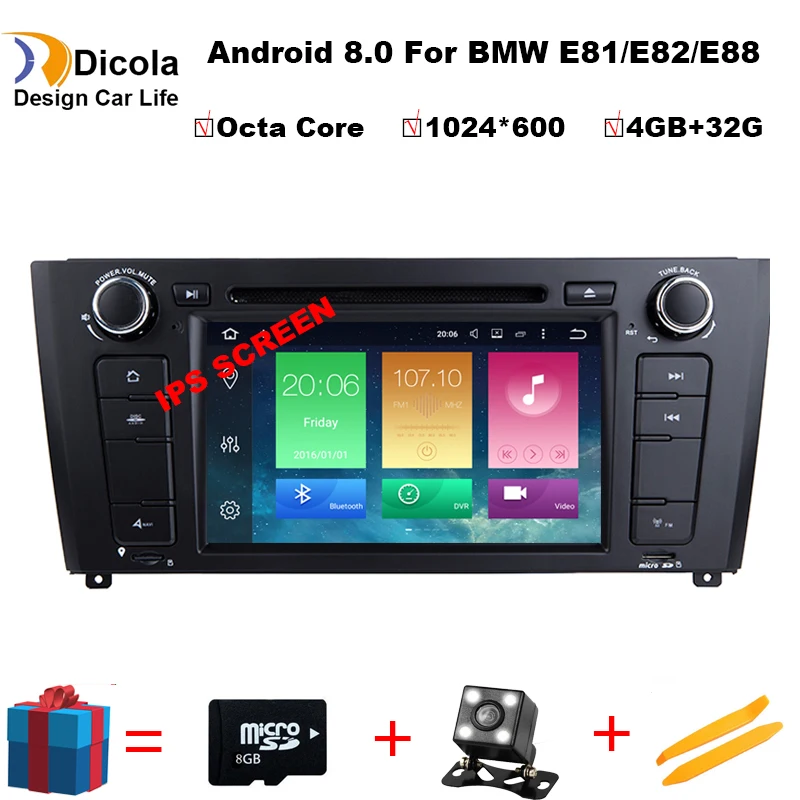 7 "ips Octa Core 4 GB + 32 GB 2 Din Android 8,0 dvd-плеер автомобиля для BMW 1 серии E88 E82 E81 I20 gps навигации аудио 4G Wi-Fi DAB + BT