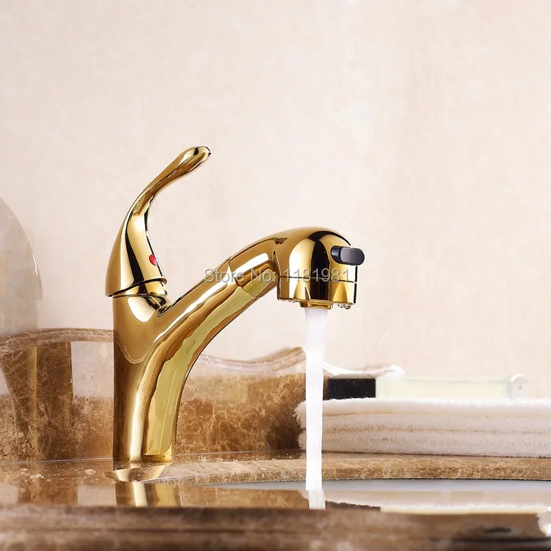 Bad Toliet Große Auslauf Badewanne Becken Sink Messingmischerhahn 1 STÜCK Goldenen Poliert Wasserhahn 8021 Karat