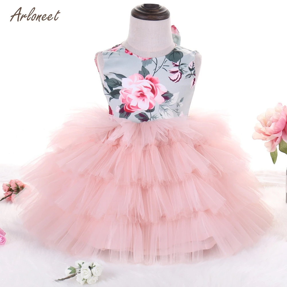 

ARLONEET Kids Girls Dress Floral Backless Bridesmaid Pageant Party Princess Wedding Dress 2018 HOT Dropshipping _F4