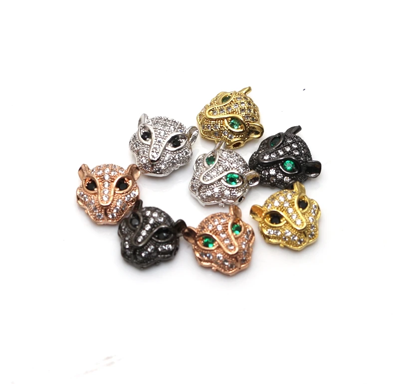 

1pcs/ DIY metal beads men's handmade beaded bracelet jewelry making find accessories leopard head gasket charm copper beads