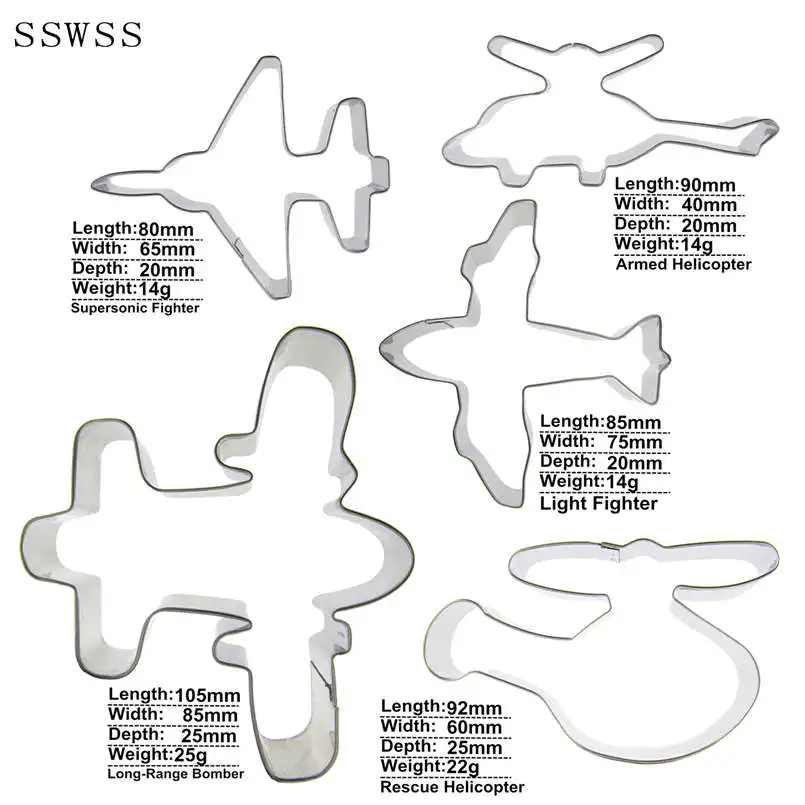 Five Royal Air Force,Transport Helicopter,Bomber,Fighter,Armed Helicopter,Jet,Cookie Cutters Baking Mold,Cake Decorating Tool