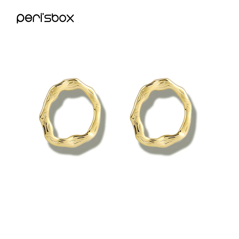 

Peri'sBox Gold Sliver Color Hammered Small Hoop Earrings for Women Geometric Circle Earrings Boho Irregular Hoops Earrings 2018