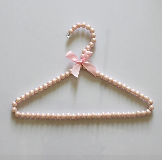 Pink pearl clothes hanger for baby kids plastic laundry hanger non slip hangers for shop &home