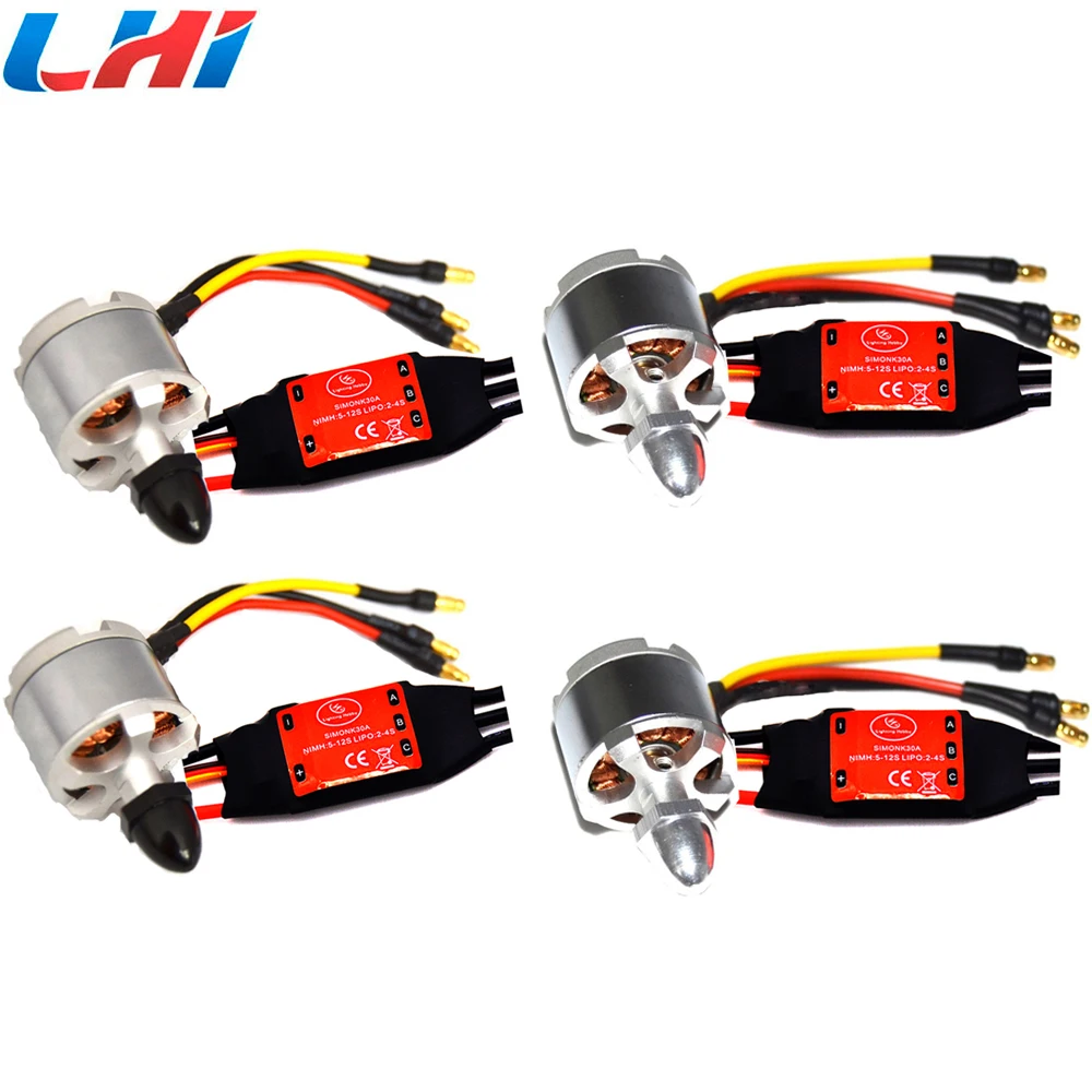 4x2212 920KV бесщеточный двигатель квадрокоптера (CW/CCW) + 4x SIMONK 30A ESC для дрона zmr250 qav250