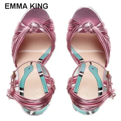 EMMA KING/женская форма змеи; Босоножки на каблуке с принтом; шикарный стиль; босоножки на высоком каблуке с открытым носком; туфли на высоком каблуке с пряжкой и ремешком на День святого Валентина - Цвет: XYLX20-FE
