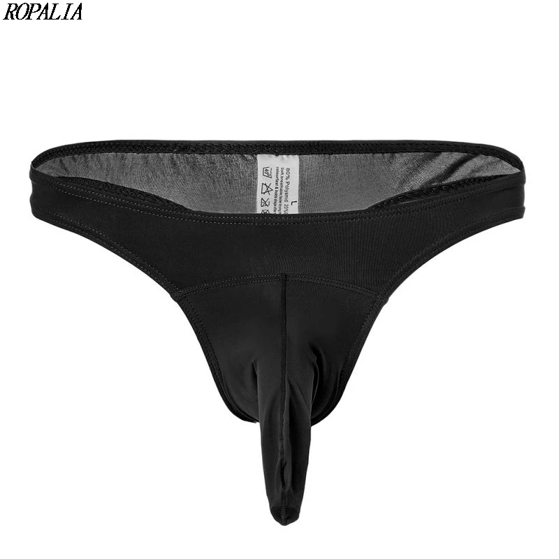 Men's Sexy Ice Silk G String Thong Underwear Elephant Trunk Brief T ...