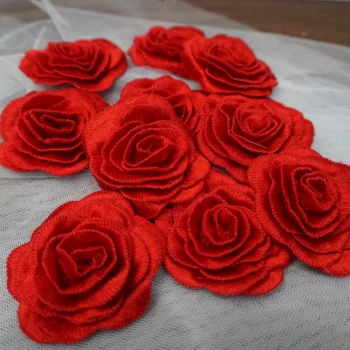 

10 Pieces/lot Small size and big size for your choice 11 Colors in stock 3d rose flowers patches sewing for women gowns diy