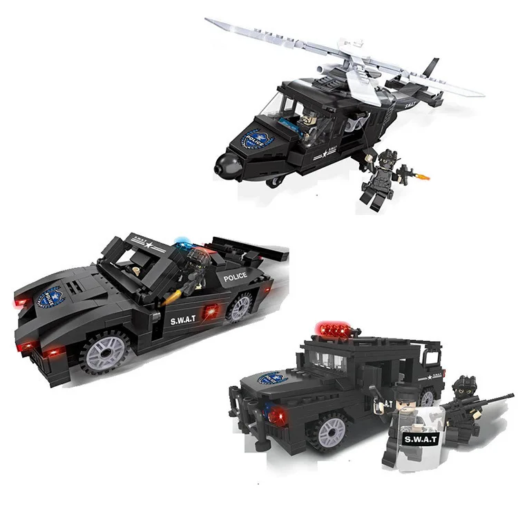 City Police Series SWAT Building Blocks Kids Assembling Weapons Aircraft Car Robot Toy Compatible with Legoings