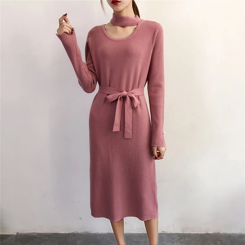 BYGOUBY Autumn Winter Knitted Sweater Dresses Women Pullover Sweater