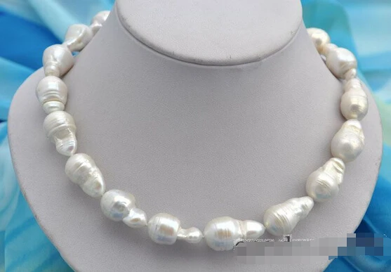 

HOT## Wholesale >>>> 17.5"25mm baroque white reborn keshi pearl necklace