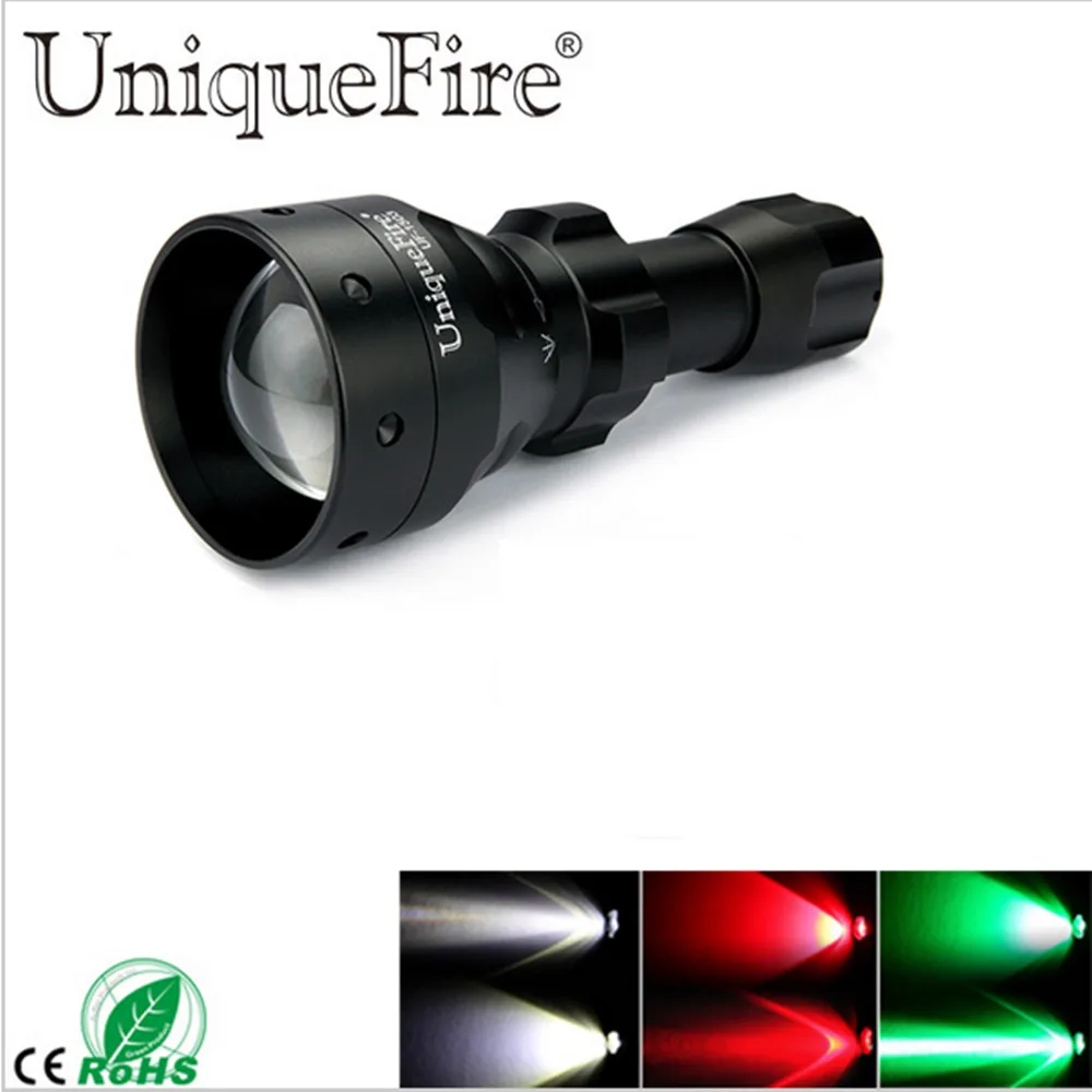 UniqueFire 1503 LED Flashlight Cree XRE Green / Red / White Light LED Torch 50mm Convex Lens 3 Mode For Camping & Hunting UniqueFire 1503 LED Flashlight Cree XRE Green / Red / White Light LED Torch 50mm Convex Lens 3 Mode For Camping & Hunting