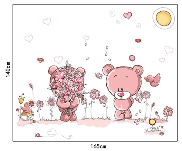Милый розовый медведь детская виниловая детская для детского сада девочка дети ребенок детская комната Домашний декор Фреска DIY наклейки на стену Наклейка