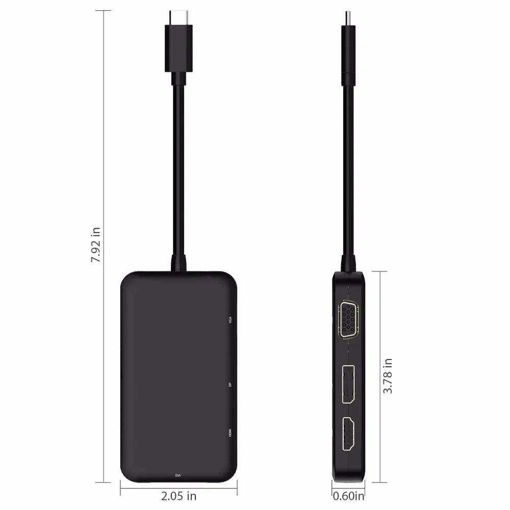 DZLST USB C концентратор HDMI DP Displayport VGA DVI 1080P видео конвертер адаптер для Macbook samsung galaxy S9+/S8 usb-хаб сплиттер