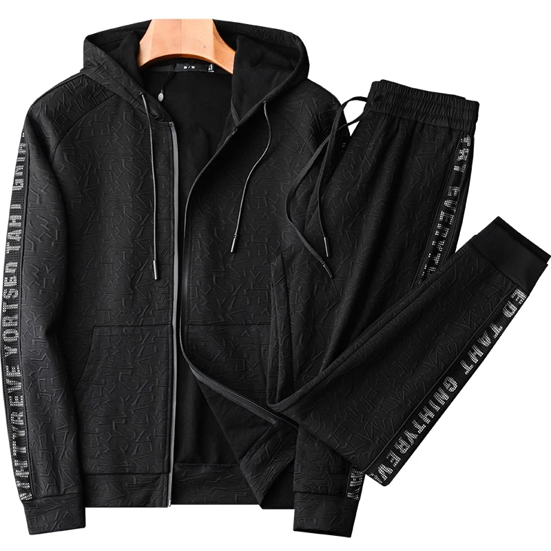 

2019New arrival Three dimensional Knitting Fashion Men Decoration Spring Printing Design Casual Print Hoodie set plus size M-4XL