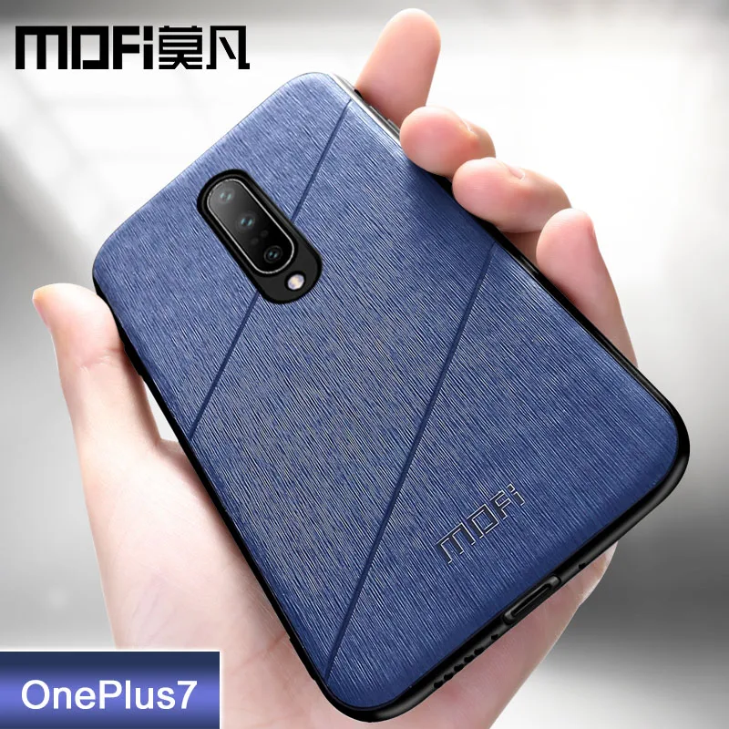 

For oneplus 7 pro case anti-knock back cover 1+7 pu leather business protect fitted cases coque MOFi original one plus 7 case