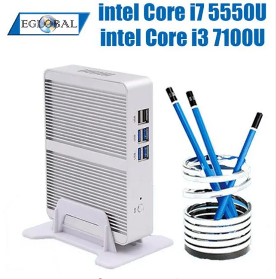 Новый безвентиляторный Nuc Core i5 7200U i3 7100U DDR3L мини ПК Linux Windows 10 Pro Graphics HD 620 4K HTPC HDMI VGA