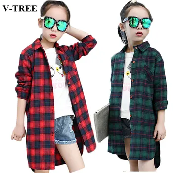 

Plaid Children Outerwear Long Jacket For Girls Teenager Coats School Girl Cardigan Kids Coat Clothing