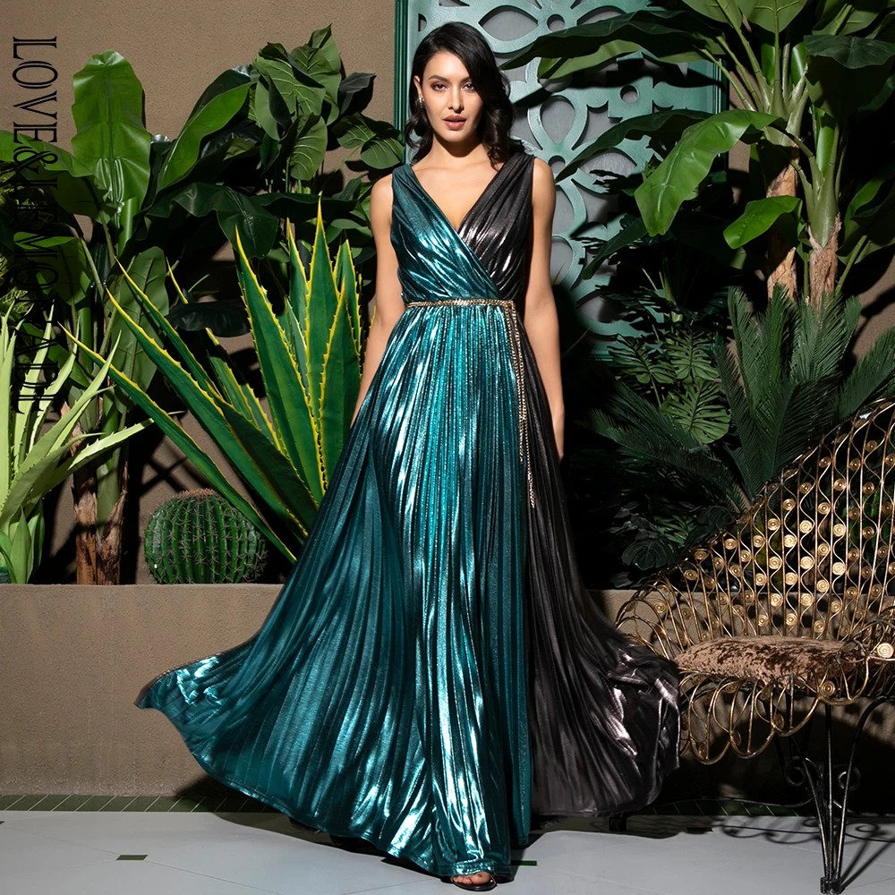 LOVE&LEMONADE Silver And Green Sexy Deep V