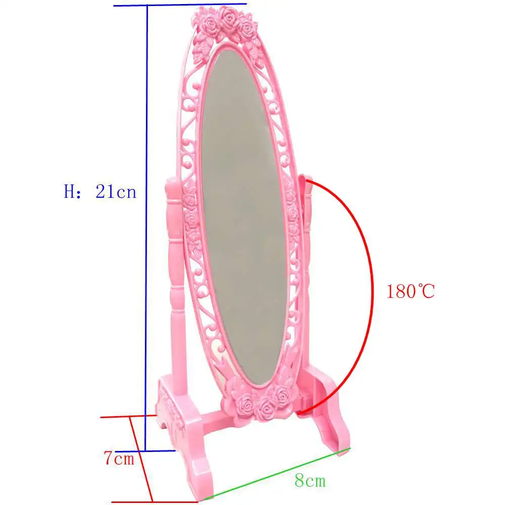 NK 1 шт. Кукла Макияж розовое зеркало модное Кукольное зеркало мини играть вращающиеся вечерние мебель для Барби Куклы DIY аксессуары 11 DZ