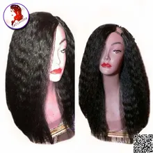 Kinky Straight 1*4 U Part Human Hair Wigs 8A Top Quality Unprocessed Virgin Brazilian Kinky Straight Upart Wigs Black Women