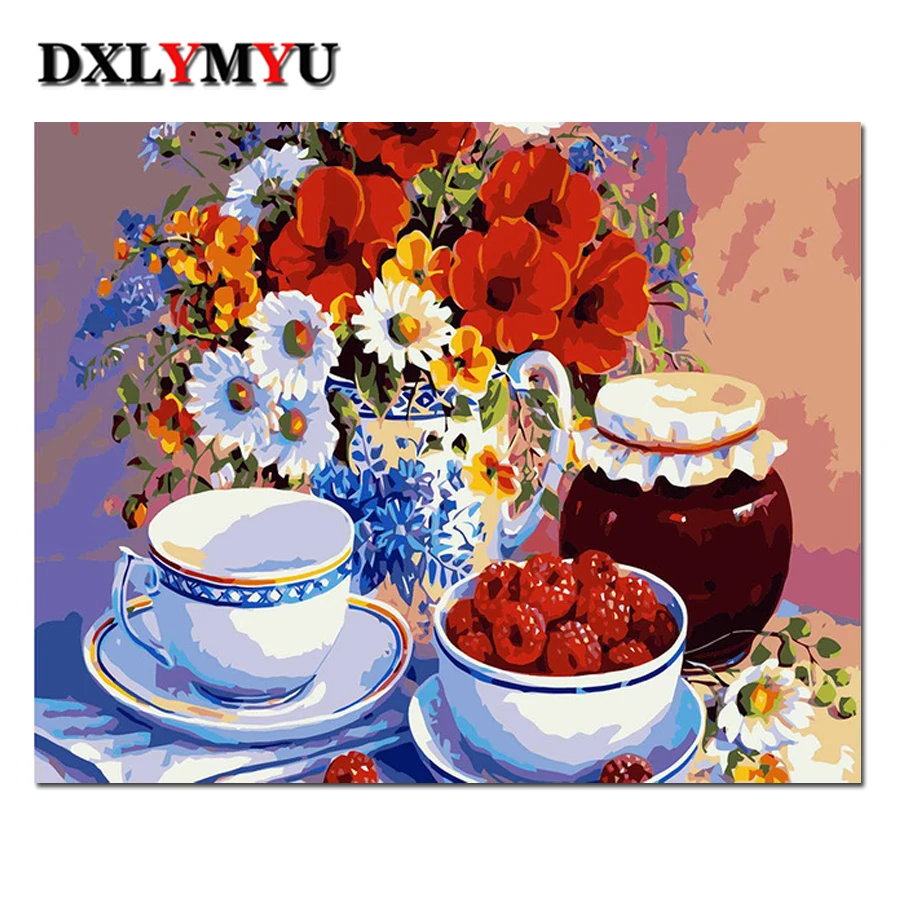 

Needlework Diy Diamond Painting Cross Stitch square Flowers and fruits coffee cup Rhinestone Diamond Embroidery Patchwork Mosaic