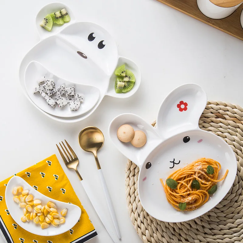 

NEW Creative Ceramic Children's Plate Cute Cartoon Western Plate Monkey Rabbit Modeling Breakfast Tray Tableware Dessert Dish