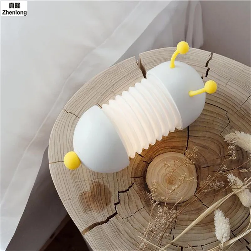 

Modern LED Night Light for Home Bedroom Reading Caterpillar Night Lamp Telescopic Free USB Wall Mount Child Toy Led Light Gift