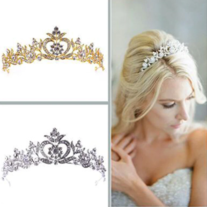 Vintage Luxury Gold Crystal Tiara Princess Wedding Crown For Bride Hair Accessories Headwear Bridal Jewelry | Украшения и