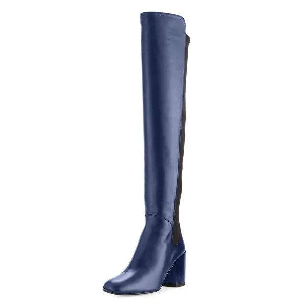 navy knee high boots