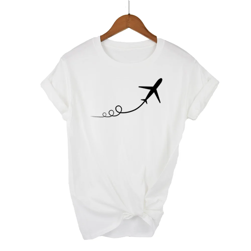 

2019 NEW Airplane taking off Print Women tshirt Cotton Casual Funny t shirt For Lady Girl Top Tee Hipster Tumblr Drop Ship
