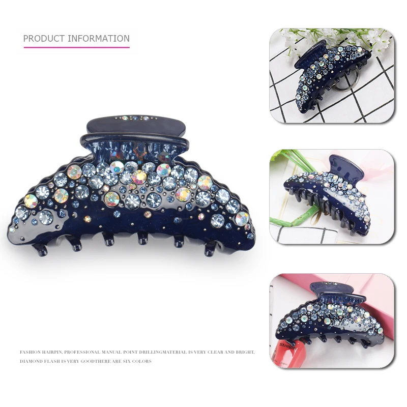 High Quality Austria Rhinestone Crystal Hair Accessories Acrylic Hairpin Refinement head piece New Fashion Hair Claw AA527