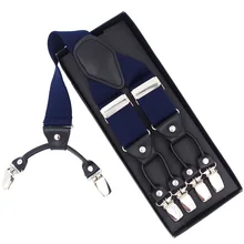 JIERKU подтяжки мужские подтяжки 6 клипы Черный Кожа Suspensorio брюки ремень Византия мужа подарок 3,5*120 см JI6C-729