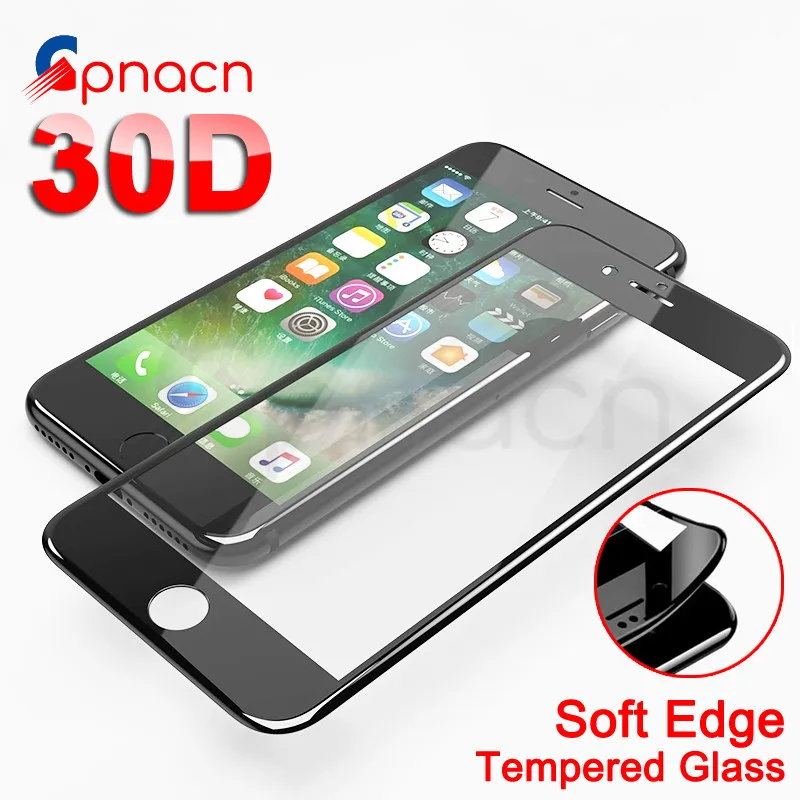 30D Gekrümmten Rand Gehärtetem Glas Für iPhone 8 7 6 6S Plus Volle Abdeckung Screen Protector Für i