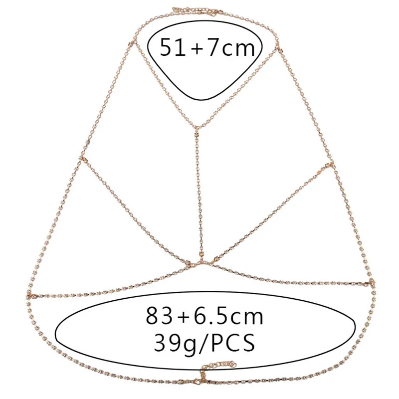 Мода цепочка для тела со стразами Цепочки и ожерелья для Для женщин Jewelry сияющие хрустальные стразы бюстгальтер Body Charm украшения для выпускного
