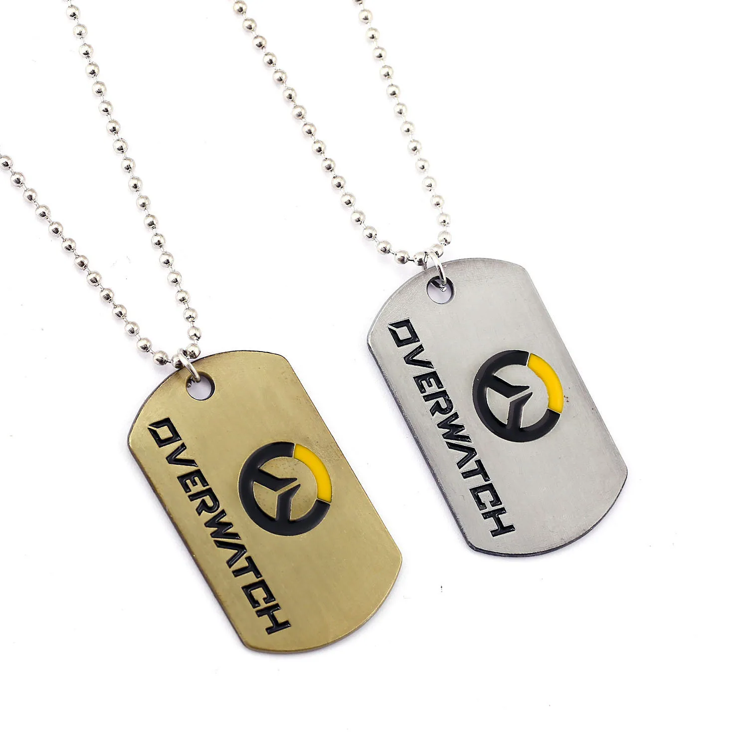 Vintage Overwatch Dog Tag Pendant Necklace Beads Chain Hot Game Necklaces & Pendants Men Jewelry ...