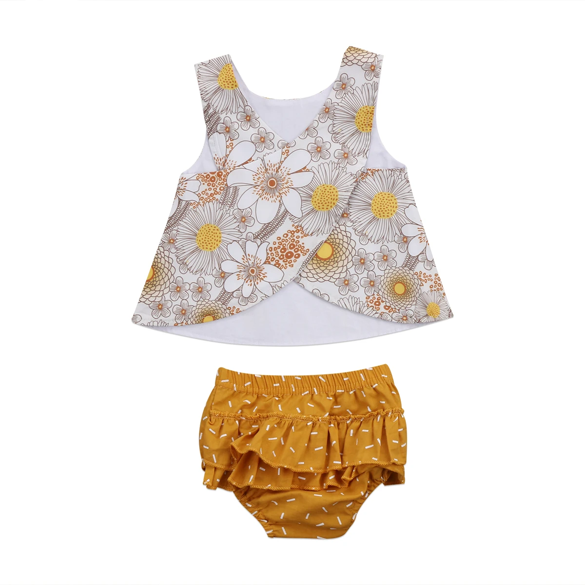 

Newborn Toddler Baby Girls Outfit Clothes Sleeveless O Neck Vest Tops Ruffled Tutu Shorts 2PCS Baby Clothes Sets Summer new